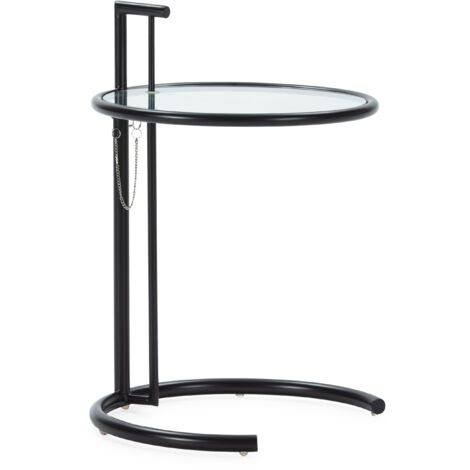 Ausziehbarer Beistelltisch 52X52X71/98 Glas/Metall Schwarz