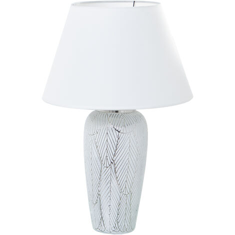 Weiße/Silber -Keramiktischlampe+52730.1x27, max.40W  ° 35x53cm, Basi (1/4)