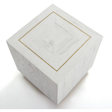 Beistelltisch 55X55X60 Weißes Holz/Goldenes Metall