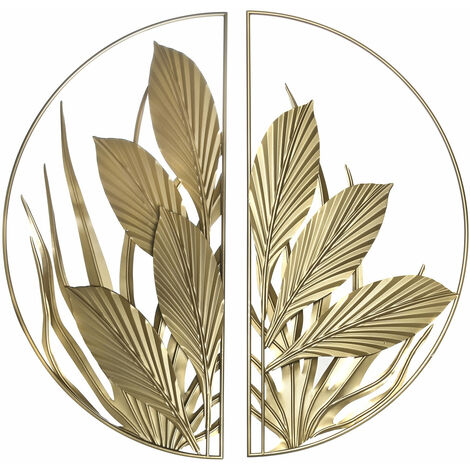 Wanddekoration Set 2 Metall 80x2x80 Gold Metallblätter mehrfarbig Farbmaterial Familien Wanddekorationen Details