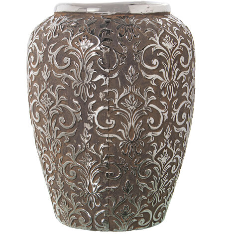 Alte silberne Keramikvase 24x32Cmpour Alle Stile, um dem Haus eine Note zu verleihen