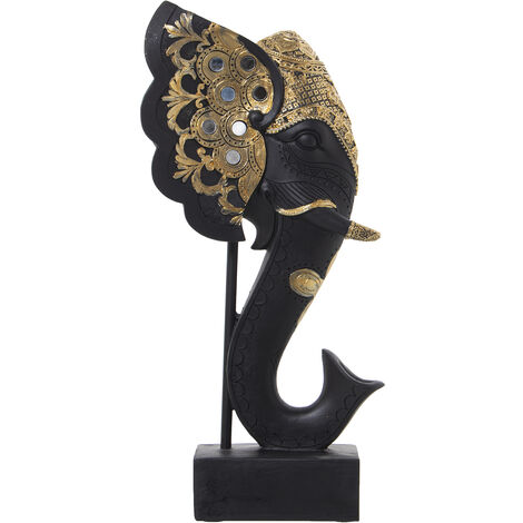 Gold/Black Elephant Head Resin Figur mit Unterstützung 18x10x36cmpour alle Stile, um zu Hause eine Note zu verleihen