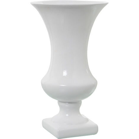 Keramikfußvase 33 cm glänzend weiß ° 19x33cm, Fuß: 11x11cmpour Alle Stile, um dem Haus eine Note zu verleihen