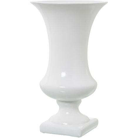 Keramikfußvase 41 cm glänzend weiß ° 25x41cm, Fuß: 15x15cmpour Alle Stile, um dem Haus eine Note zu verleihen