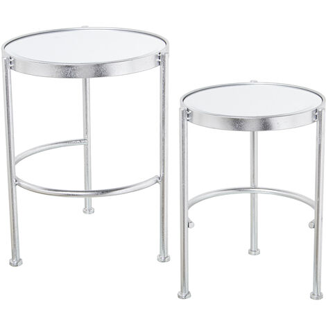 Set von 2 Silber- und Mirror -Metalltabellen 42x52cm+° 37x49cmpour Alle Stile, um dem Haus eine Note zu verleihen (1/5)