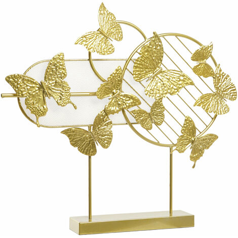 Metalldekoration 63x9x58.4 Goldene Schmetterlinge Metallmaterial Mehrfarbige Farbfamilie Innenausstattung Details