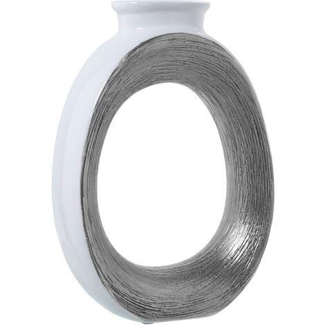Weiß/Silber -Keramik -Vase 25x10x37cmpour alle Stile, um dem Zuhause eine Note zu verleihen (1/3)