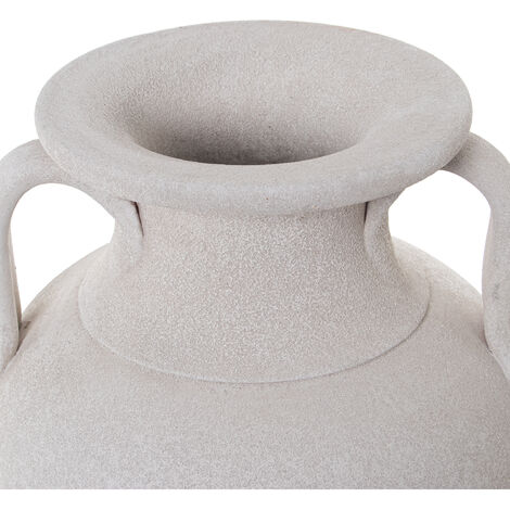 Rustikale Keramikvase Mit 2 Griffen – Kleine Dekorative Blumenvase In Vintage-Weiß (14,8 Cm Hoch)