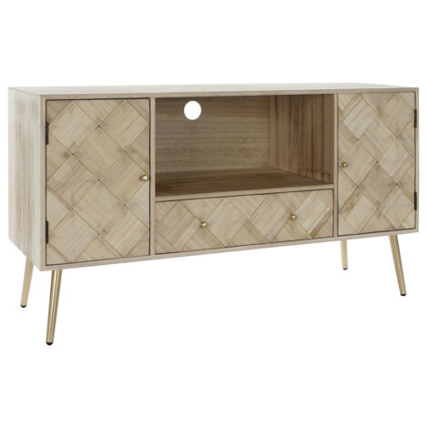 TV -Kabinett Pin Paulownia 118x40x65 Pin Paulownia Natural Metal Material Mehrfarbige Farbfamilienbuffets und TV -Möbel Details