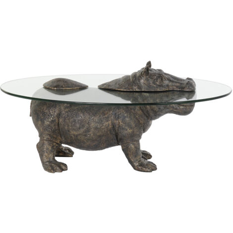 Hilfstisch in Glasharz 80x50x37 Hippo -Glasharzmaterial mehrfarbige Familie Hilfstische Details