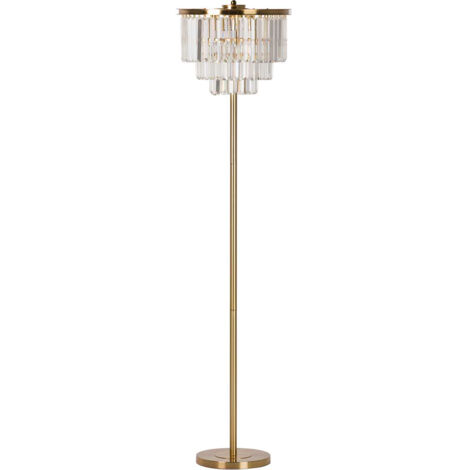 Stehlampe aus goldenem Metall und Glas, 40 x 40 x 160 cm