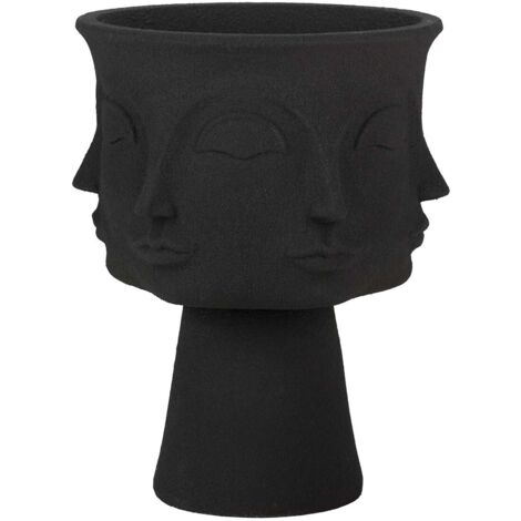 Schwarze Polyresin-Pflanzgefäße mit Gesichtern, 49 x 49 x 62 cm (1/5)