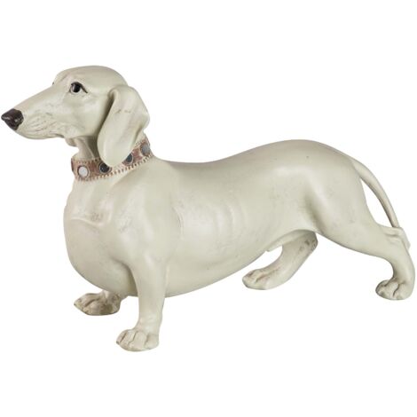 Beige Harz Dackel Hund Figur 42X15X25 Cm