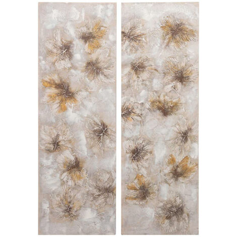 2er-Set Blumenleinwände, 40 % handbemalt, 40 x 3 x 120 cm (1/5)