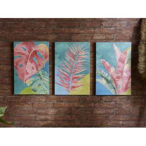 Bedruckte Leinwand, Farbblätter, 50 % Öl, 30 x 45 cm, 3er-Set, 30 x 45 x 3 cm