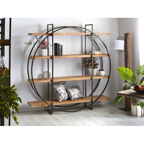 Rundes Regal aus Akazie/Metall, 175 x 40 x 180 cm. 175 x 40 x 180 cm. (1/3)