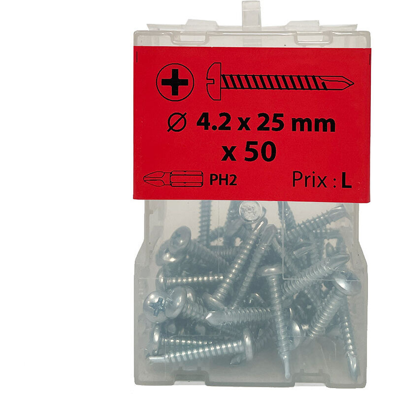 50 vis autoperceuses 4,2x25mm cylindrique zingué Viswood