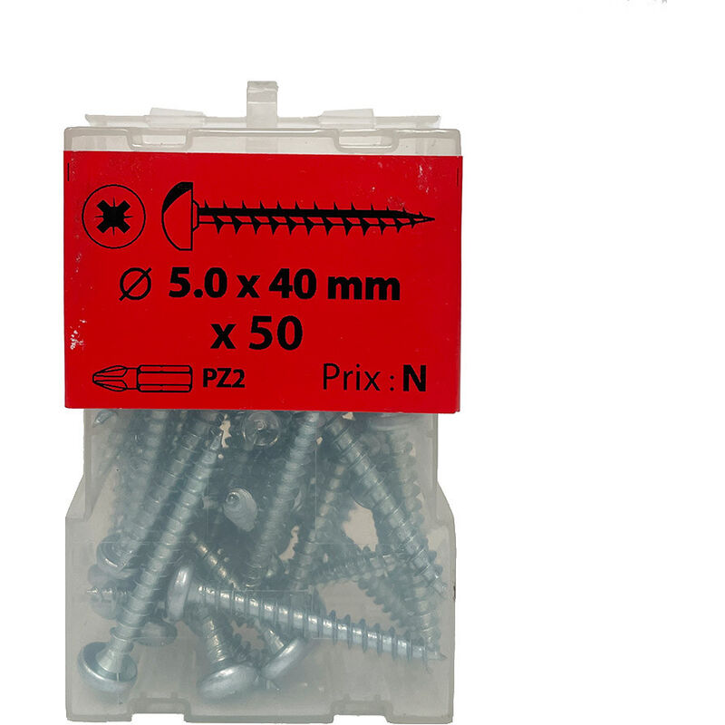 50 vis agglo 5 x 40mm tête ronde Pozidriv zingué - Viswood