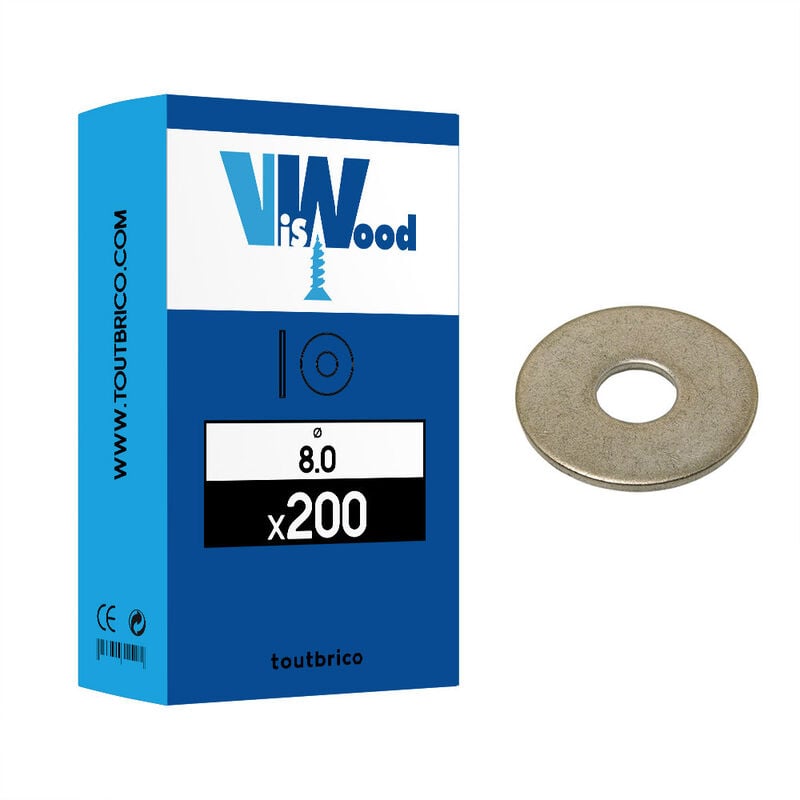 200 rondelles Ø 8mm type LL zingué - Viswood