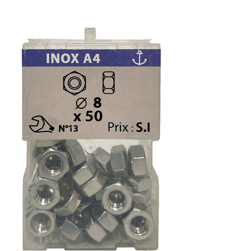 Lot De 100 écrous Hexagonaux M10-1.50 En Inox Fini - Métrique, Pour Clé à Douille