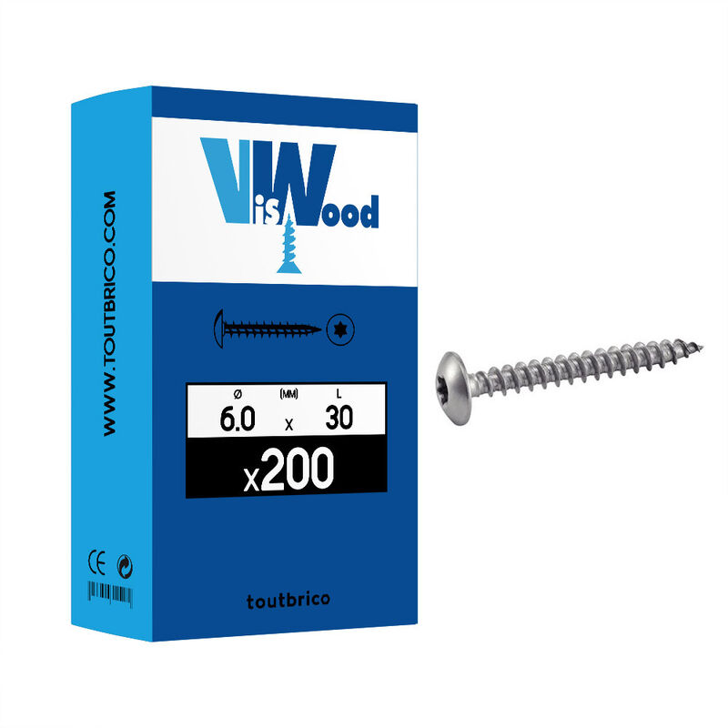 200 vis penture 6 X 30mm zingué - Viswood