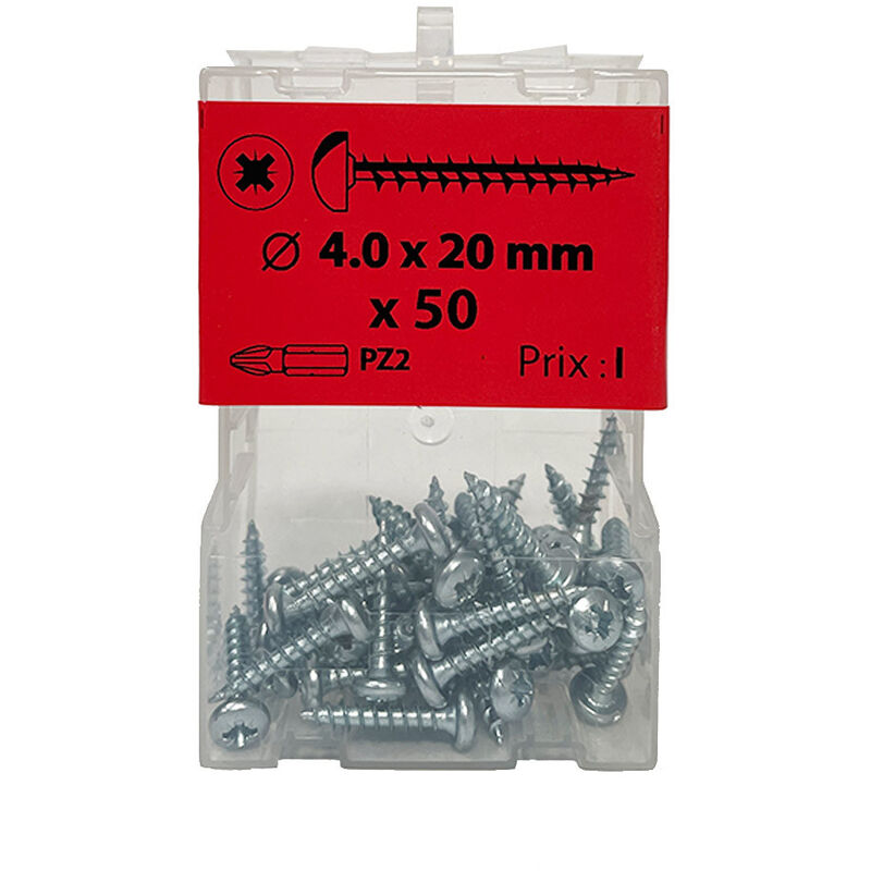 50 vis agglo 4 x 20mm tête ronde Pozidriv zingué - Viswood