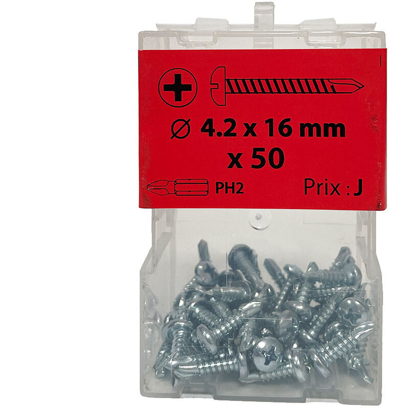 50 vis autoperceuses 4,2x16mm cylindrique zingué Viswood