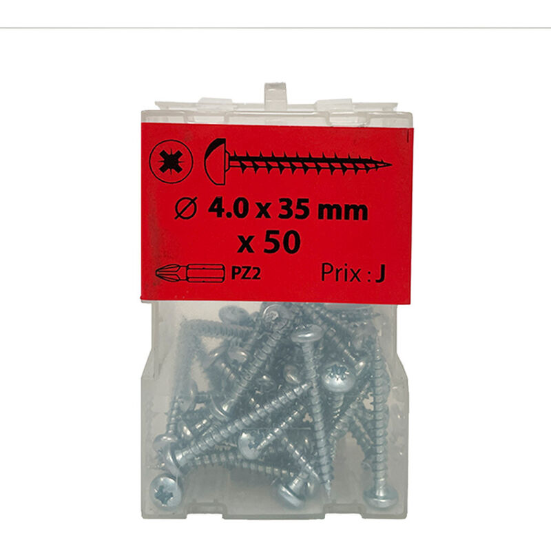 50 vis agglo 4 x 35mm tête ronde Pozidriv zingué - Viswood
