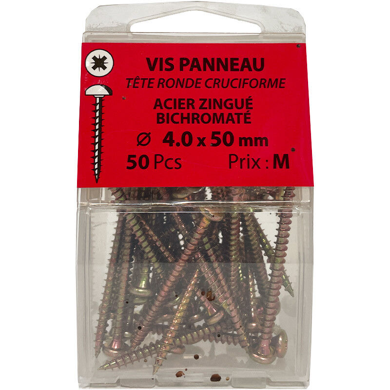 50 vis agglo 4 x 50mm tête ronde Pozidriv zingué - Viswood