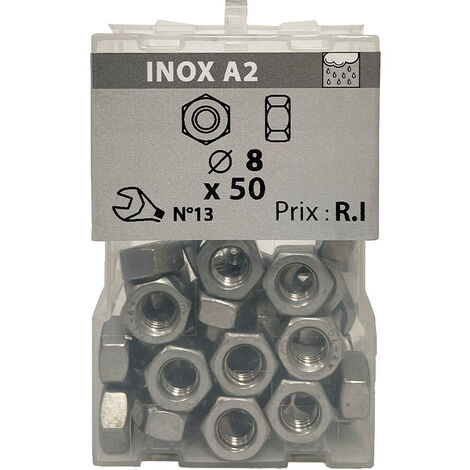 Lot De 50 écrous Hexagonaux 1/8" Grade 2 En Acier Zingué - Pour Bricolage, Mécanique, Assemblages