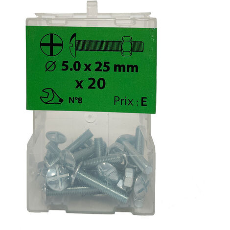 Boite 20 boulons poêlier 4 x 25mm zingué - Viswood | Leroy Merlin
