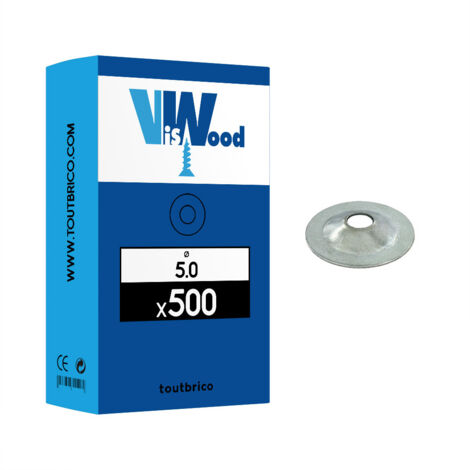 Lot de 500 rondelles vis placo Ø 5mm galvanisé – Diamètre extérieur 24mm – Pour plaques de plâtre – Usage professionnel – Viswood