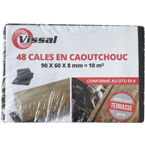 Lot de 48 cales en caoutchouc pour terrasse bois 90 x 60 x 8mm – Dureté Shore 55A – Rendement 10 m² – Conforme au DTU 51.4 – Viswood (1/4)