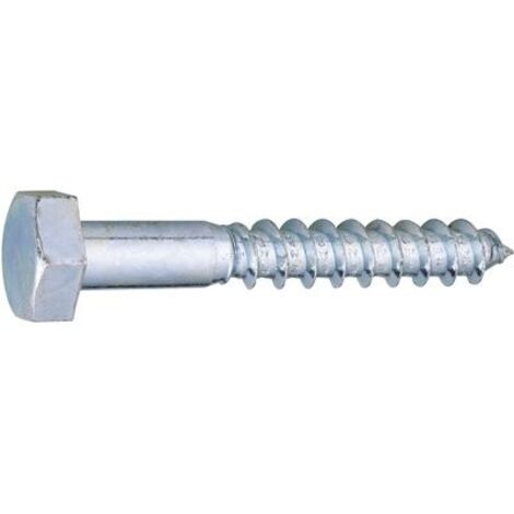 Tirefond tête hexa classe 4.6 Zingue blanc 10x40 - boîte de 100 (1/2)