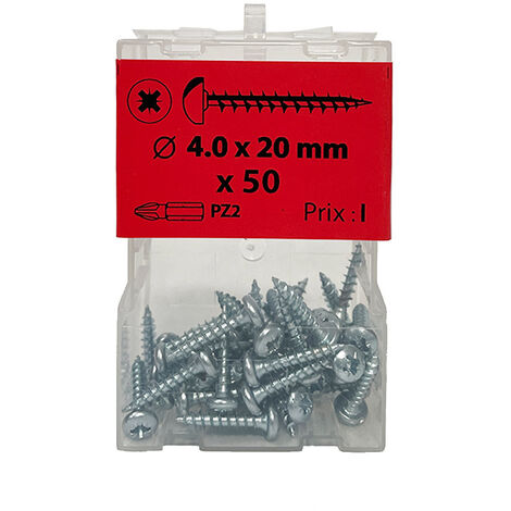 50 vis agglo 4 x 20mm tête ronde Pozidriv zingué - Viswood