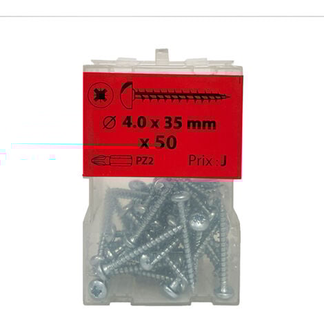 50 vis agglo 4 x 35mm tête ronde Pozidriv zingué - Viswood