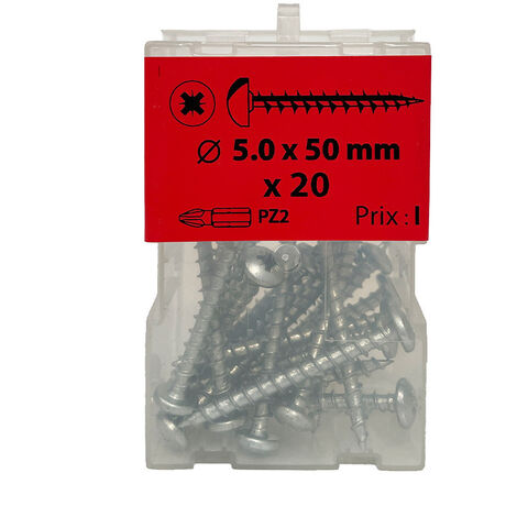 20 vis agglo 5 x 50mm tête ronde pozidriv zingué - Viswood (1/2)