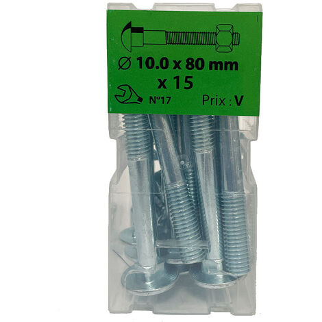 15 boulons TRCC 10 x 80mm zingué - Viswood (1/2)