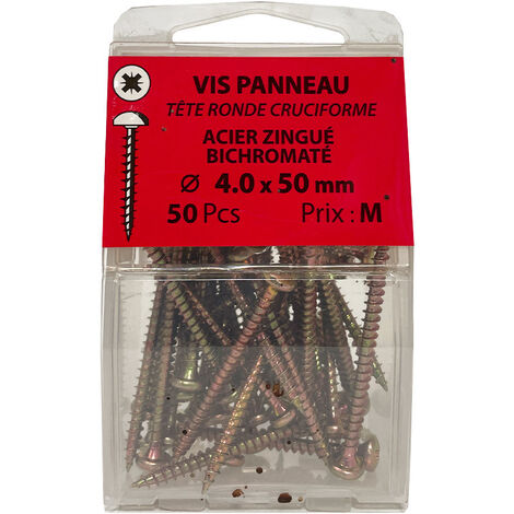 50 vis agglo 4 x 50mm tête ronde Pozidriv zingué - Viswood