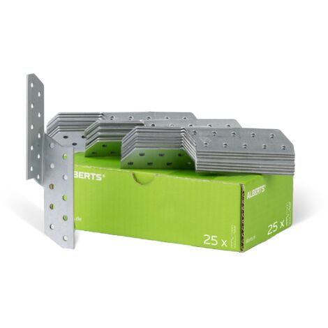 Équerres renvoyées droite 32x32x170mm – Acier galvanisé Sendzimir – Lot de 25 pièces – Pour applications précises et robustes – Alberts
