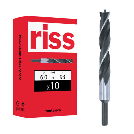 10 forets à bois autocentreurs hélice rapide Ø6mm - Riss (1/2)