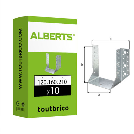 Lot de 10 supports U ailes extérieures 120 x 160mm – Acier galvanisé Sendzimir – Fixation à vis – Agrément technique européen ETA-08/0171 – Alberts (1/3)