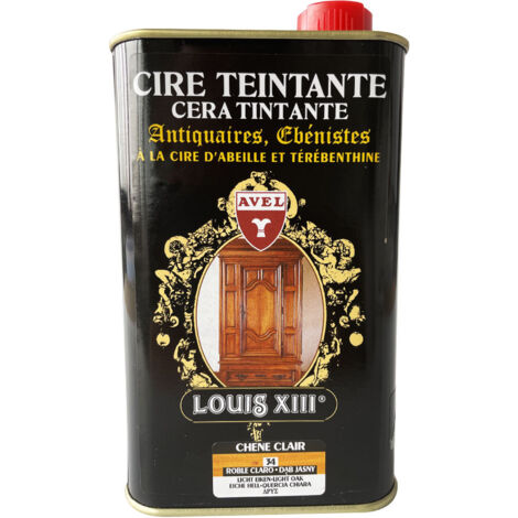 Cire liquide teintante à patiner chêne clair 500 ml – Formule cire d'abeille et térébenthine – Finition brillante pour bois anciens – Avel