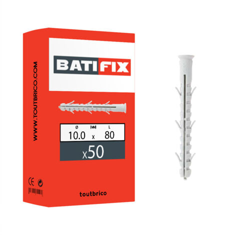 50 chevilles longues huisserie 10x80mm nylon Batifix