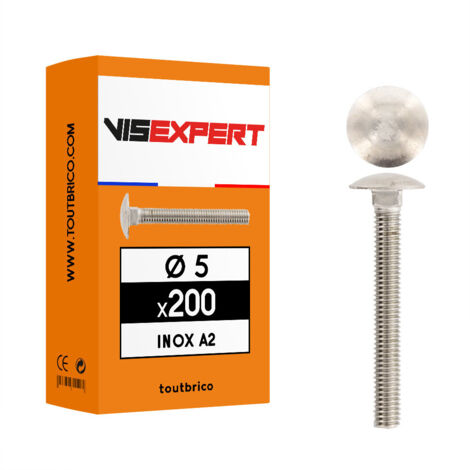 vis à tête bombée et collet carré Ø5  inox A2 - Vis Expert (1/3)