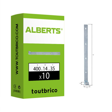 10 pentures droites zingué Ø14 x 400 x 5mm - Alberts