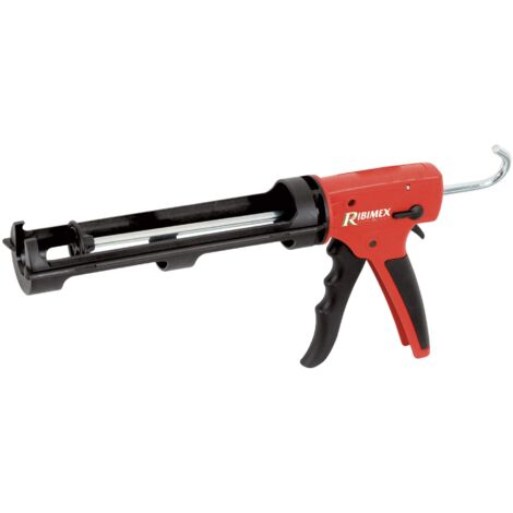 Ribimex Pistola per Silicone e Sigillanti Professionale Serie Pro, in Plastica Leggera e Resistente, Adatta a Mastice, Acrilico, Poliuretano e Colla, Sistema Anti-Goccia, Accessori Inclusi - PRPSMCPRO
