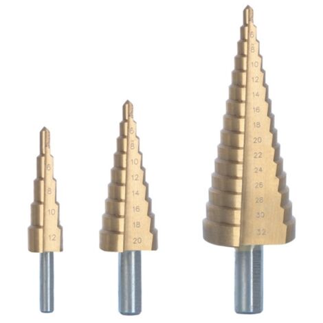 Ribimex set 3 punte frese a scalini hss per legno acciaio plastica (1/10)