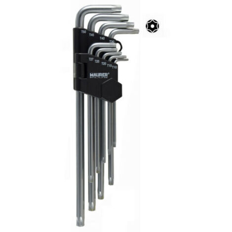 SERIE CHIAVINI TORX LUNGHI PZ 9 MAURER T10-T15-T20-T25-T27-T30-T40-T45-T50 22144