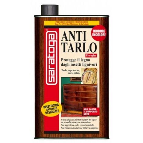 Antitarlo per legno SARATOGA inodore insetticida per armadi mobili sedie – latta da 1Lt (1/2)